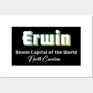 Erwin North Carolina Yellow Text Posters and Art